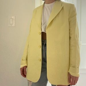 & Other Stories Oversized Yellow Linen Blazer